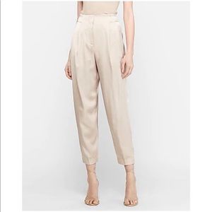 High waisted satin ankle pants